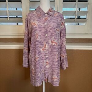 Kirks Folly L Dance With The Fairies 100% Silk Blouse Pastel Purple Art To Wear